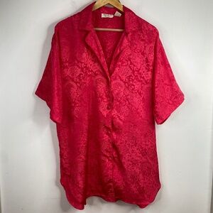 Vintage Victoria's Secret Pajama Top M / L Gold Label Red Satin Valentine's Day